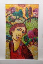 ARREDO CASA DIPINTO AD OLIO SU TAVOLA CM30X50 CARLO DE LORENZO 