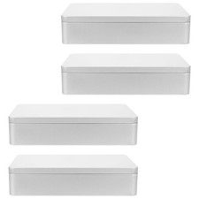  4 Pcs Astuccio Metallo Scatole Di Latta Con Coperchio Contenitori Dispensa