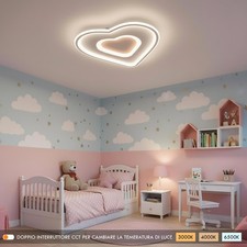 Plafoniera moderna cuore doppio LED 54W lampada soffitto luce camera cameretta
