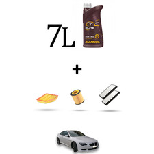 HOFFCAR Kit tagliando 3 FILTRI e 7L OLIO per Bmw serie 6 (E63,E64) 630 Ci 190kw 