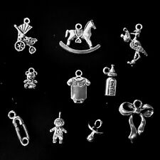 ? Lotto 10 CHARMS a tema MAMMA BABY BEBÈ NASCITA MATERNITÀ ?? come in foto