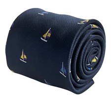 Cravatta Da Uomo Blu Navy Emigrata Con Design Nautico Di Frederick Thomas