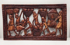 Oggetti africani o oceanici, la piazza del mercato, scultura in legno intagliato a mano