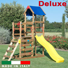 Scivolo Parco Giochi Torre Luna Doppia con tetto  + Arrampicata + Sabbiera