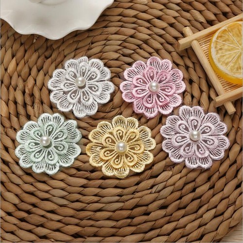 Pezzi ricamo fiori perle - pezzi,