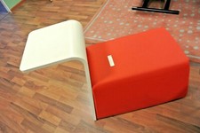 CALLIGARIS - POUF O PANCA MOD. IPPO - LEGNO BIANCO E TESSUTO ROSSO