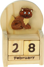 ® Calendario Perpetuo Con Simpatico Gatto: Idee Regalo in Legno per Uomini O Don