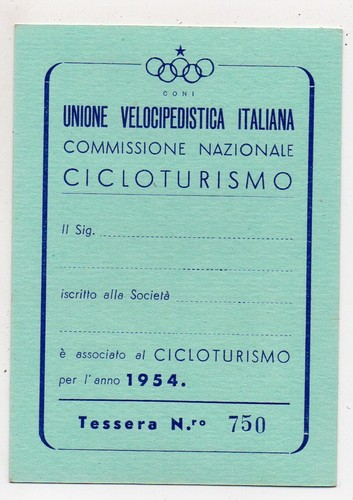 Tessera unione velocipedistica - tessera,