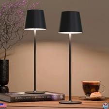 uuffoo Confezione da 2 Lampade da Tavolo Ricaricabili Senza Fili - Design Nero, 3 Colori Dimmerabili