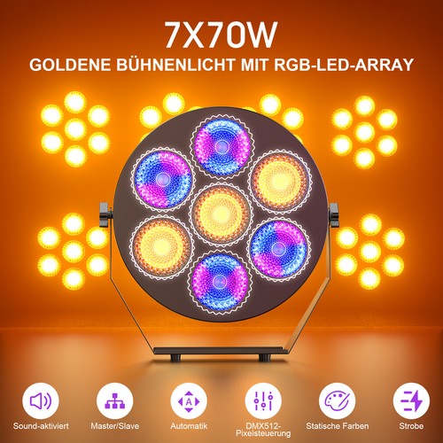 Luce scena dorata 7x70w - di,