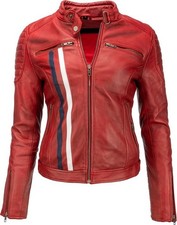 Giacca biker donna rossa vera