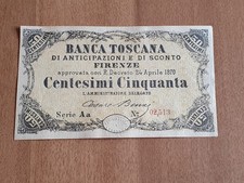 BANCONOTA BANCA TOSCANA 50 CENTESIMI 1870 SPL