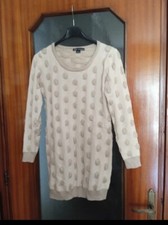 Vestito invernale beige e oro lurex con pois Millennium donna