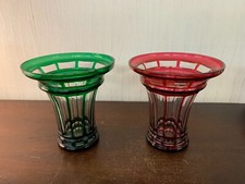 Coppia Di Vasi In Cristallo