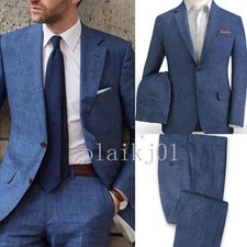 Abiti da uomo in lino blu 2