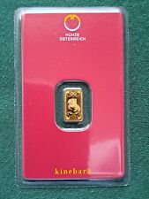 1 g Lingotto d'oro Kinebar Zecca austriaca 999.9 in blister lingotti goffrati