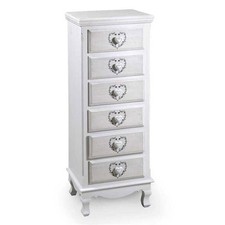 VINCY CASSETTIERA CON DECORO CUORE A 6 CASSETTI 40X30X111 CM BIANCA