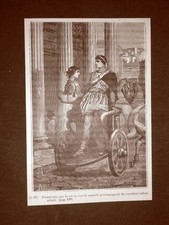 Stampa del 1888 Roma antica, cocchio con cocchiere infemminito
