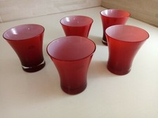  BICCHIERI ROSSI IN VETRO SOFFIATO  -  SET DA 5