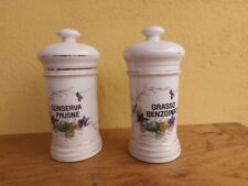 COPPIA DI ANTICHI VASI DA FARMACIA IN PORCELLANA DIPINTA VASO ALBARELLO '800