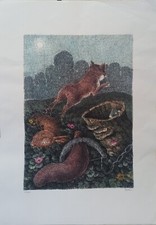 Enzo Bellini, la volpe dalla coda mozza, serigrafia su carta, 1980, cm 70x50