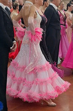 Abito Donna Da Ballo danze standard per competizioni. Colore rosa e bianco 