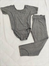 Set completo body + leggins donna, palestra, sport, grigio melange, tg L/XL