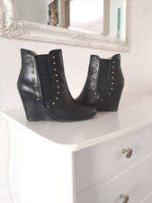 Pablo By Gerard Darel Stivalletti Neri interamente in vera pelle tg 40 Zeppa 9cm