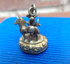 Orologio Sardonice Vintage Oro Giallo 9ct Fob Sigillo o Ciondolo - Cavallo/Albero