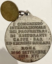 ROMA I° CONGRESSO INT. MEDAGLIA PROPRIETARI RISTORANTI CAFFÈ BAR A.XVI° 1938