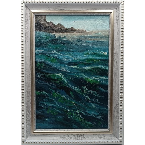 Dipinto olio onde oceaniche