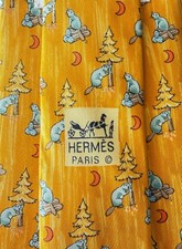 Hermès Hermes Cravatta Tie Cravate Krawatte 7717 OA - beavers on gold