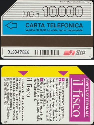 Scheda telefonica 10000 lire - scheda,