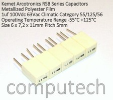 5 pezzi 1uF 100V 5% Condensatore Film Poliestere Metallizzato KEMET RSB Serie