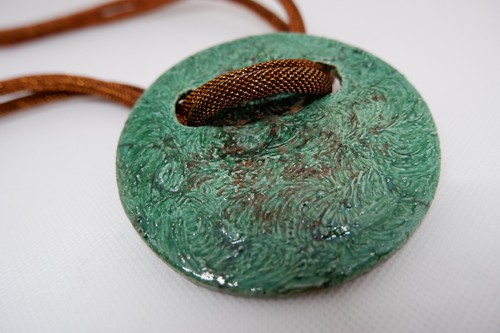 Collana verde ceramica - ceramica, raku