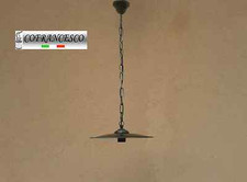 LAMPADARIO –LAMPADA A CATENA IN FERRO BATTUTO CON PIATTO  ART. 1186