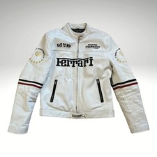 Giacca Pelle Uomo Ferrari Racing Edizione Michael Schumacher, Bianco Motorsport