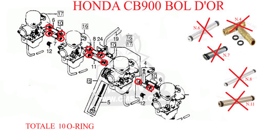10x oring carburatore tubi - 10x,