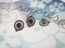 1coppia base orecchini perno filigrana con farfalla in acciaio inox  18x14,5mm