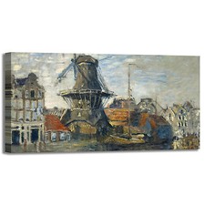 Monet mulino a vento 1 design quadro stampa tela dipinto telaio arredo casa