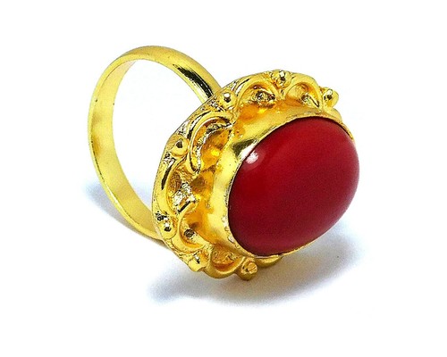 Anello corallo rosso - , placcato