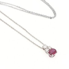 Collana Diamanti e Rubino Oro Bianco 18kt - Oro Rigenerato