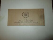 1968 CADILLAC Owner Protection Plan and New Vehicle Warranty LIBRETTO TAGLIANDI