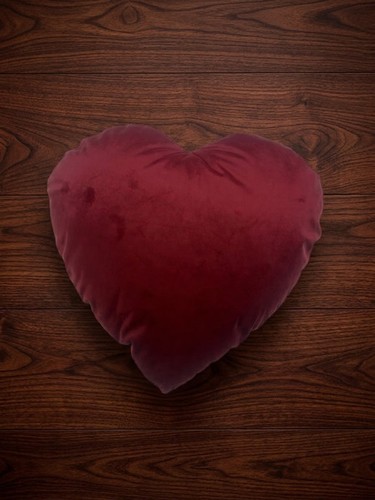 Cuscino cuore velluto rosso - cuscino,