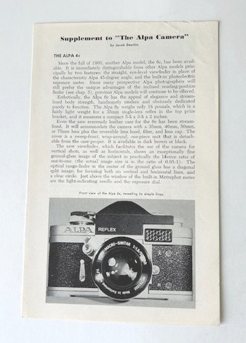 Alpa camera supplement - alpa,