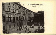 Roma Roma Italia ~1900 Palazzo delle RR Poste parte di strada con monumento