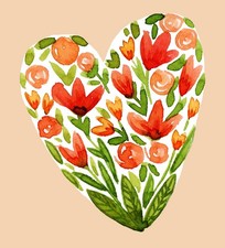 Valentine Flowers Heart #1 Quick Easy 10 DMC Color  Counted Cross Stitch Pattern