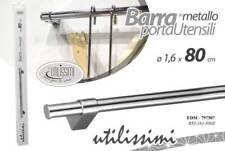 BARRA CUCINA DA PARETE SOTTO PENSILE PORTA MESTOLI UTENSILI METALLO STAFFE 80 CM