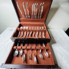 1847 Rogers Bros Vintage Piatto Argento Leilani 51 Pezzi Set di Posate per 8