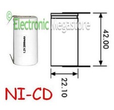 Batteria pila nicd 2v - nicd, 1,2v